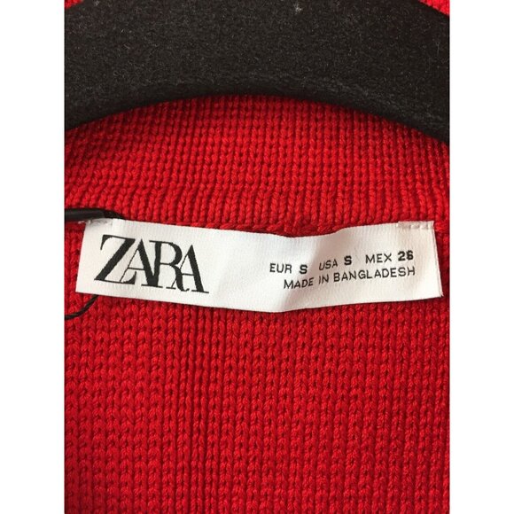 Zara Womens Knit Cardigan Sweater Jacket S Red Long Sleeve 3471/111 NWT - Picture 6 of 9